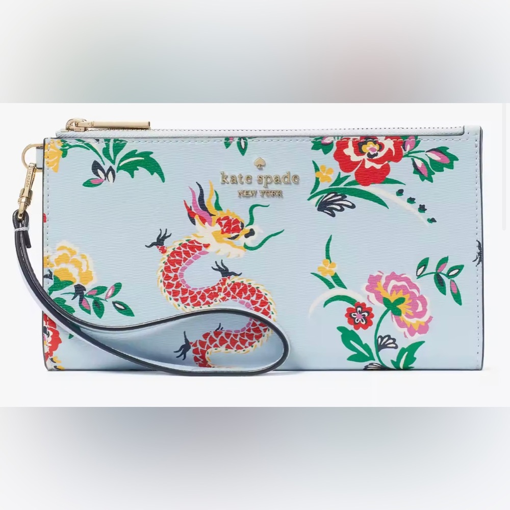 kate spade Dragon Printed Double Zip Wristlet